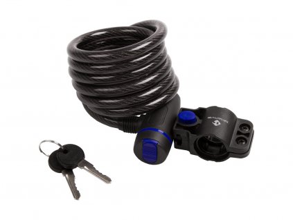 Zámek spirála M-WAVE 10x1800mm s Clip-on držákem na sedlovku , kouřový, 2 klíče, krytka zámku + sleva na další nákup