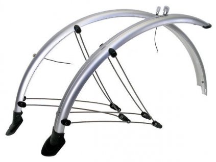 Blatníky celoobvodové z flexibilního plastu MTB pro 26" kola + zástěrky+ vzpěry šířka 60mm barva stříbrná + sleva na další nákup