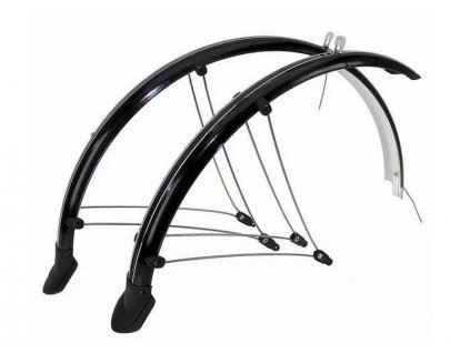 Blatníky celoobvodové z flexibilního plastu trekkingové pro 28" kola + zástěrky+ vzpěry šířka 45mm barva černá + sleva na další nákup