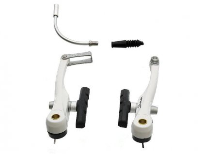 Brzdové čelisti MTB V-BRAKE Saccon Alu bílé /př + zad/ + sleva na další nákup