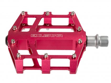 Exustar - Pedály BMX EXUSTAR E-PB525-RD Alu CNC průmyslová ložiska barva červená Cr-Mo osa-vyměnitelné piny hmotnost 358g