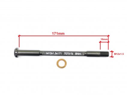 - Pevná osa náboje Alu CNC Superlight ,zadní 12mm x 1,5 - 16mm, délka 171mm
