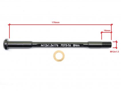- Pevná osa náboje Alu CNC Superlight , zadní 12mm x 1,5 - 16mm, délka 176mm