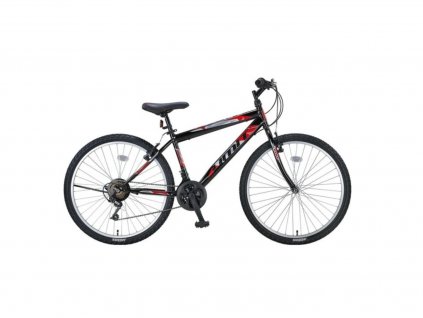 Umit - MTB 24" kolo Colorado Hi-Ten 3x7 V-brzdy, černá-červená lesk, velikost 16"