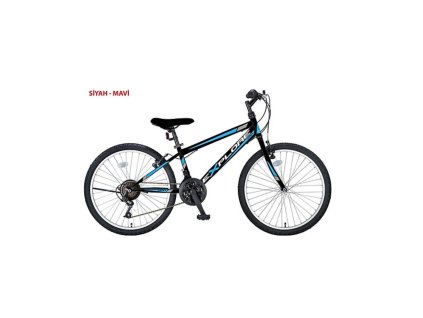 Umit - MTB 24" kolo EXPLORER Hi-Ten 3x7 V-brzdy, černá-modrá lesk, velikost 14"