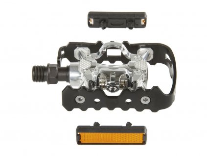 Exustar - Pedály TREK EXUSTAR SPD jednostranné Alu CNC Cr-Mo osa kompatibilní pro SHIMANO vč. kufrů
