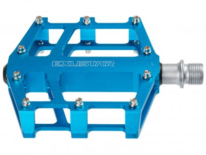 Exustar - Pedály BMX-DH EXUSTAR E-PB525-AG Alu CNC průmyslová ložiska barva modrá Cr-Mo osa-vyměnitelné piny hmotnost 358g