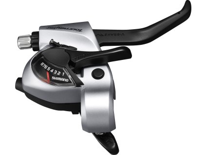 SHIMANO řad/brzd. páka TOURNEY ST-TX800 MTB/trek pro V-brzdy levá 3 rychl 2 prstá stříbrná