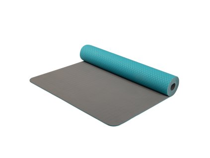 YATE Yoga Mat dvouvrstvá, materiál TPE tyrkys/šedá