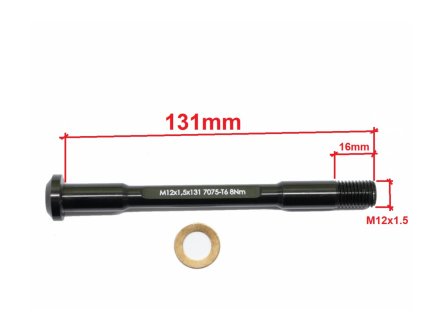 - Pevná osa náboje Alu CNC Superlight , přední 12mm x 1,5 - 16mm, délka 131mm