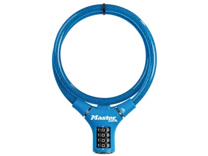 MasterLock kabelový zámek 90cm x 12mm, kód, nylonový potah – modrý