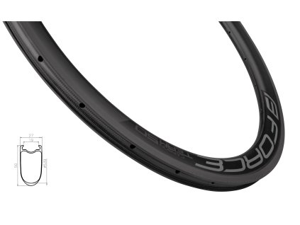 RÁFEK FORCE SILNIČNÍ PLÁŠŤOVÝ KARBON 50MM, 20DĚR