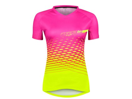 Dres F MTB ANGLE LADY kr. rukáv, růžovo-fluo