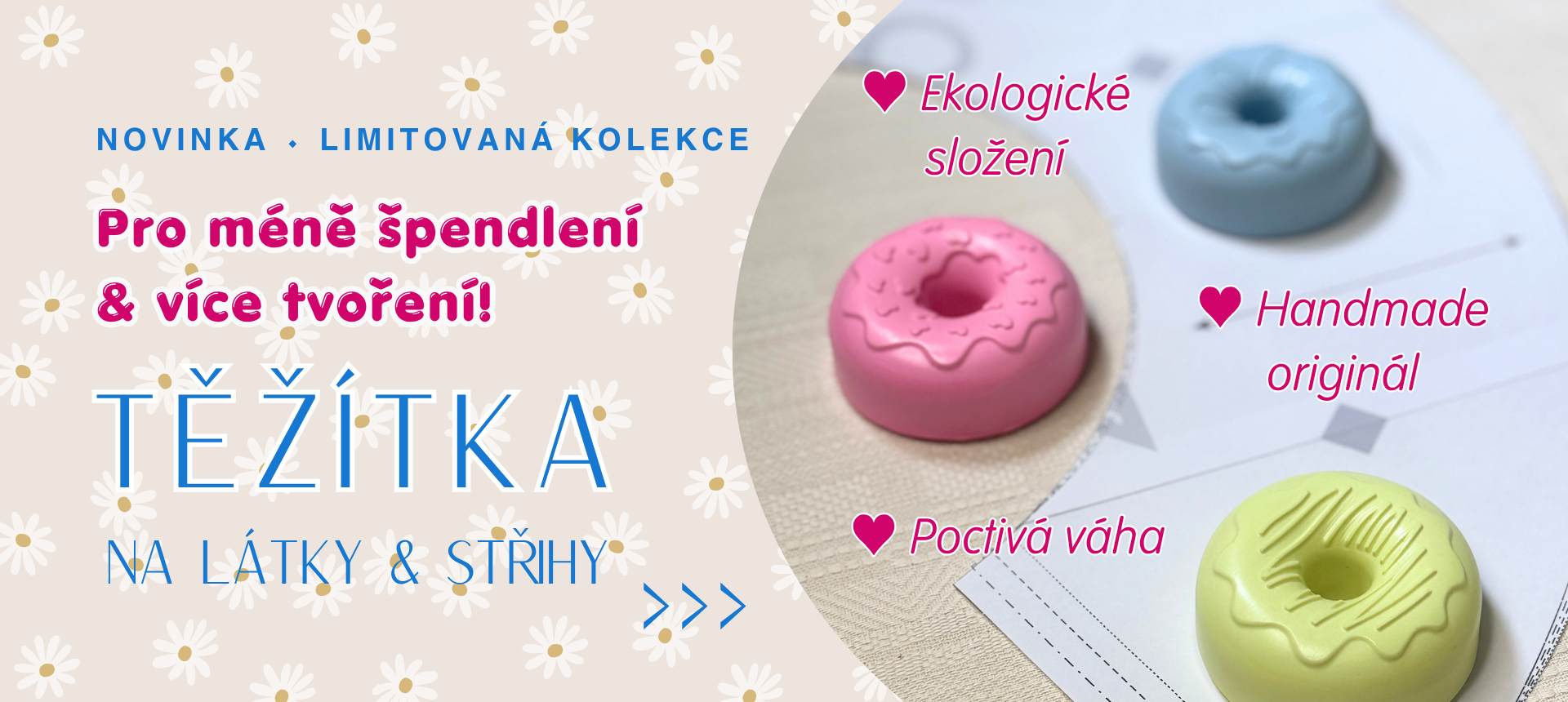 Těžítka na látky a střihy z eko pryskyřice