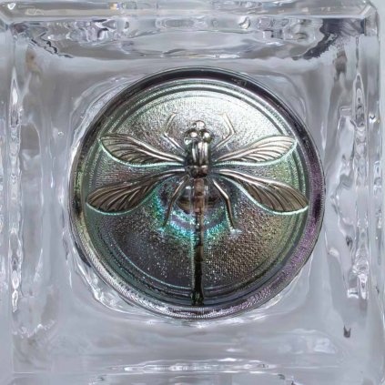 skleneny knoflik vazka 31,5mm seda perlet stribrny speciosa 1