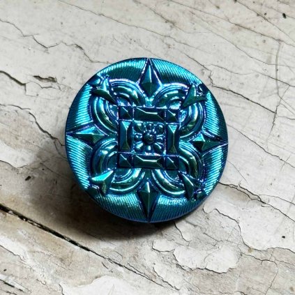 galanterie skleneny knoflik metalicka modra speiosa 2