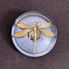 Skleněný knoflík, vzor Vážka, 31,5 mm, šedo–zlatý (2. jak)