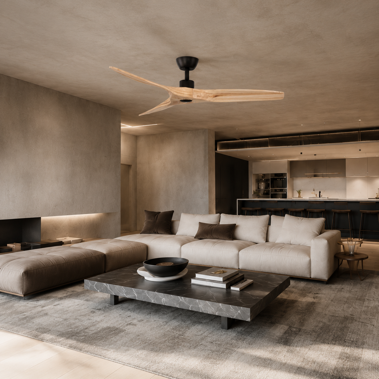Designový stropní ventilátor Nova Luce Arcadia v moderním interiéru