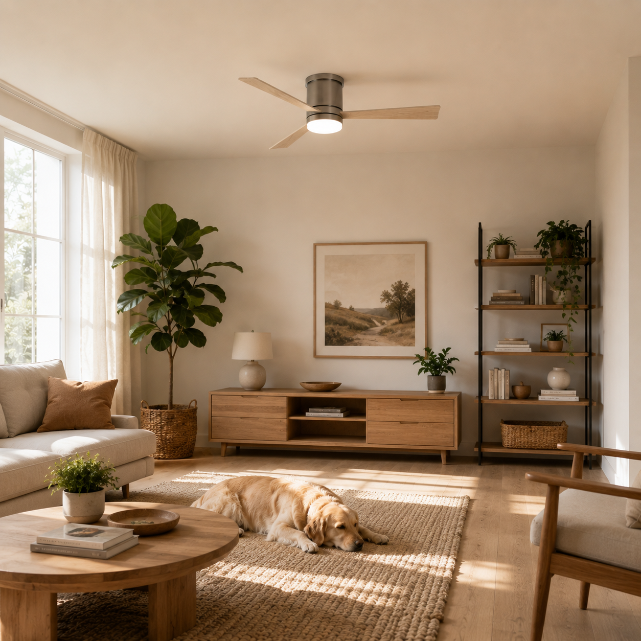 Detail ventilátoru Nova Luce Satin v provedení broušený nikl