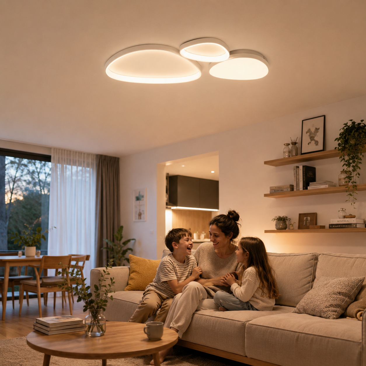 Stropní LED svítidlo Nova Luce Altus ve světlé moderní ložnici