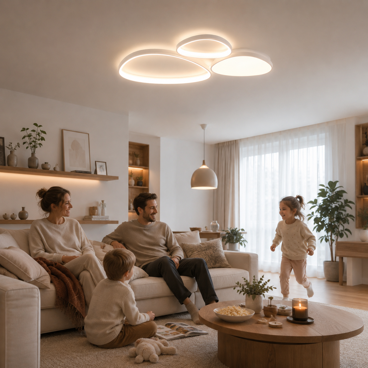 Stropní LED svítidlo Nova Luce Altus v moderním obývacím pokoji