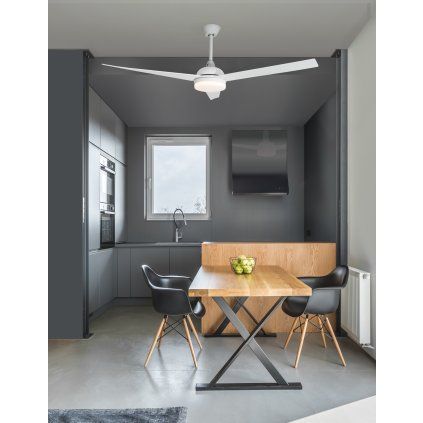 Bílý stropní ventilátor Nova Luce Flow s integrovaným LED osvětlením