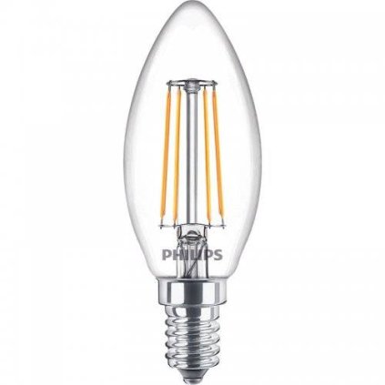 LED žárovka ve skleněné baňce čirá svíčka