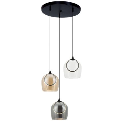 zambelis lights pendant decorative led 3000k metal black mat base smoked glass clear indoor interior non dimmamble 23081 1200x1600h