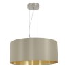 Kruhový závěsný lustr Maserlo s moderním textilním stínidlem