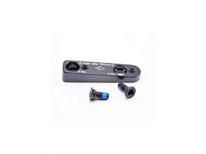 Přidáním adaptéru je možné použít brzdový třmen 140 mm s brzdovým kotoučem o průměru 160mm.