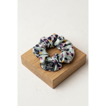 Scrunchie gumička modrý gepard - modal  Scrunchie gumička do vlasov - Ružová modal