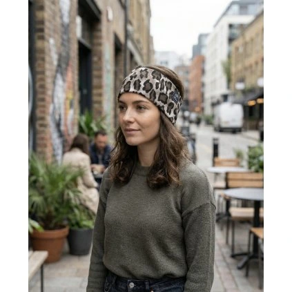 Športová čelenka basic - Hnedý leopard