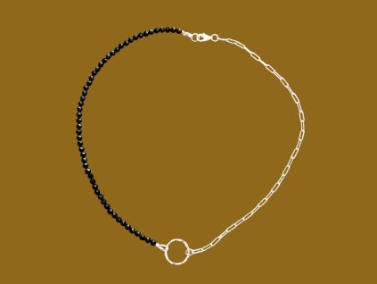 Choker z řetízku Paperclip a Černého onyxu