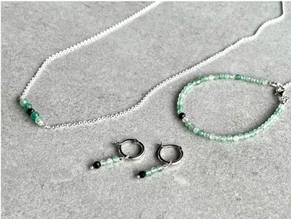 Set stříbrných šperků se zeleným křemenem Green Quartz Energy