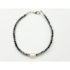 Náramek z kamínků Preciosa s perlou stříbrný