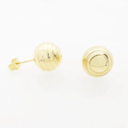 Gravírované zlaté náušnice v tvare gule, horizontálne, 3,20 g, 14k