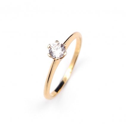 Zlatý zásnubný prsteň so zirkónom, 1,45 g, 14k