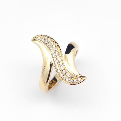 Mohutnejší zlatý prsteň so zirkónomi, od 2,75 g, 14k