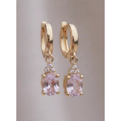 Kruhy zlate nausnice morganit diamant