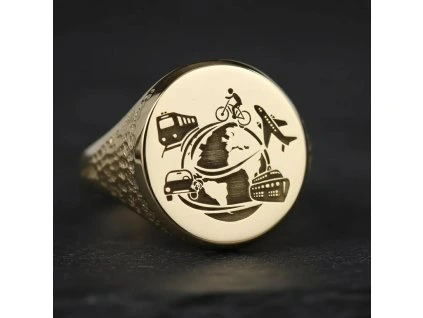 Zlatý pečatný prsteň s gravírovaním