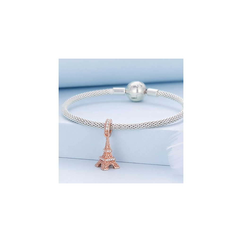 4613 ZLATÁ EIFFELOVA VĚŽ Šperky Daniek, stříbrný korálek přívěsek (2)