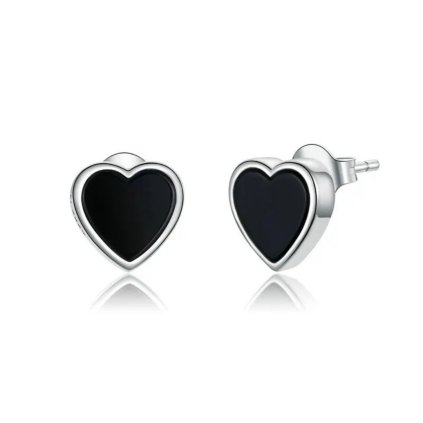 SRDCE BLACK, STŘÍBRNÉ NÁUŠNICE, ŠPERKY DANIEK, FIT PANDORA