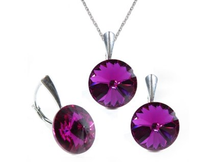 Set Swarovski elements Rivoli 12 mm fialový FUCHSIA