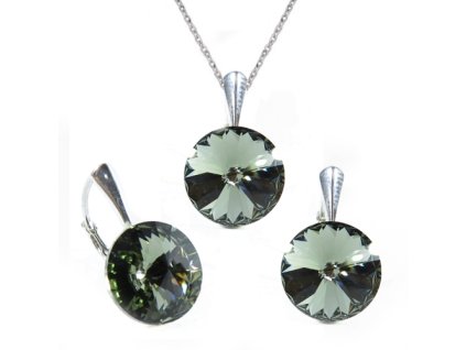 Set Swarovski elements Rivoli 12 mm čierny  BLACK DIAMOND
