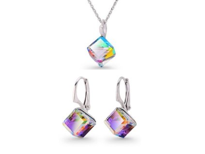 Set Swarovski elements kocky 8 mm zelený CRYSTAL Vitrail medium