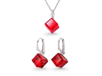 Set Swarovski elements kocky 8 mm červený LIGHT SIAM