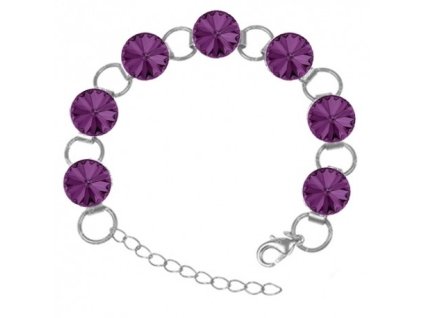 Náramok Swarovski elements 12mm rivoli fialový – AMETHYST