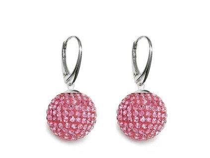 Náušnice Swarovski elements  Discoball 18 mm ružové Light Rose