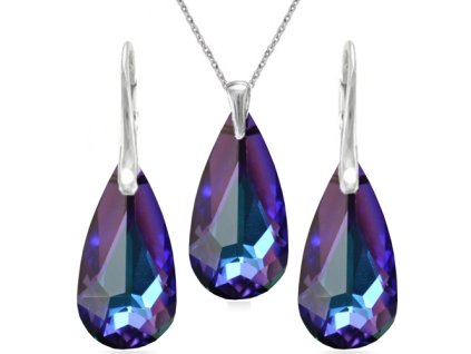 Elegantný set Swarovski elements slzy fialový HELIOTROPE 24MM