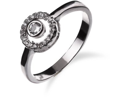 Strieborný prsteň so zirkonmi  dookola a jedným výrazným zirkonom v strede SS234R , AG 925/1000: 54